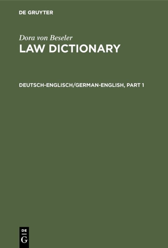 Dora von Beseler: Law Dictionary